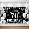 70 Birthday decoration for men and women 70 Happy Birthday Banner Large Black silver Birthday Background Banner 70 Week Commemorative Birthday Party