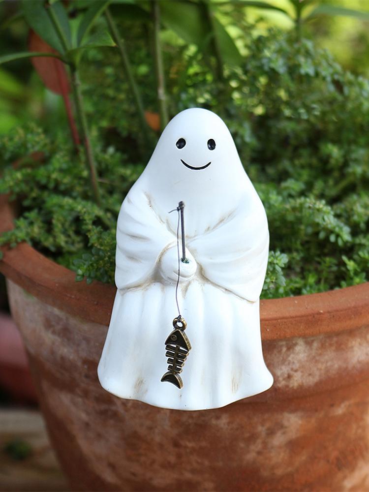 Ghost Garden Statue Cute Ghost Figurine Halloween Ghost Figurine Halloween Home Decoration
