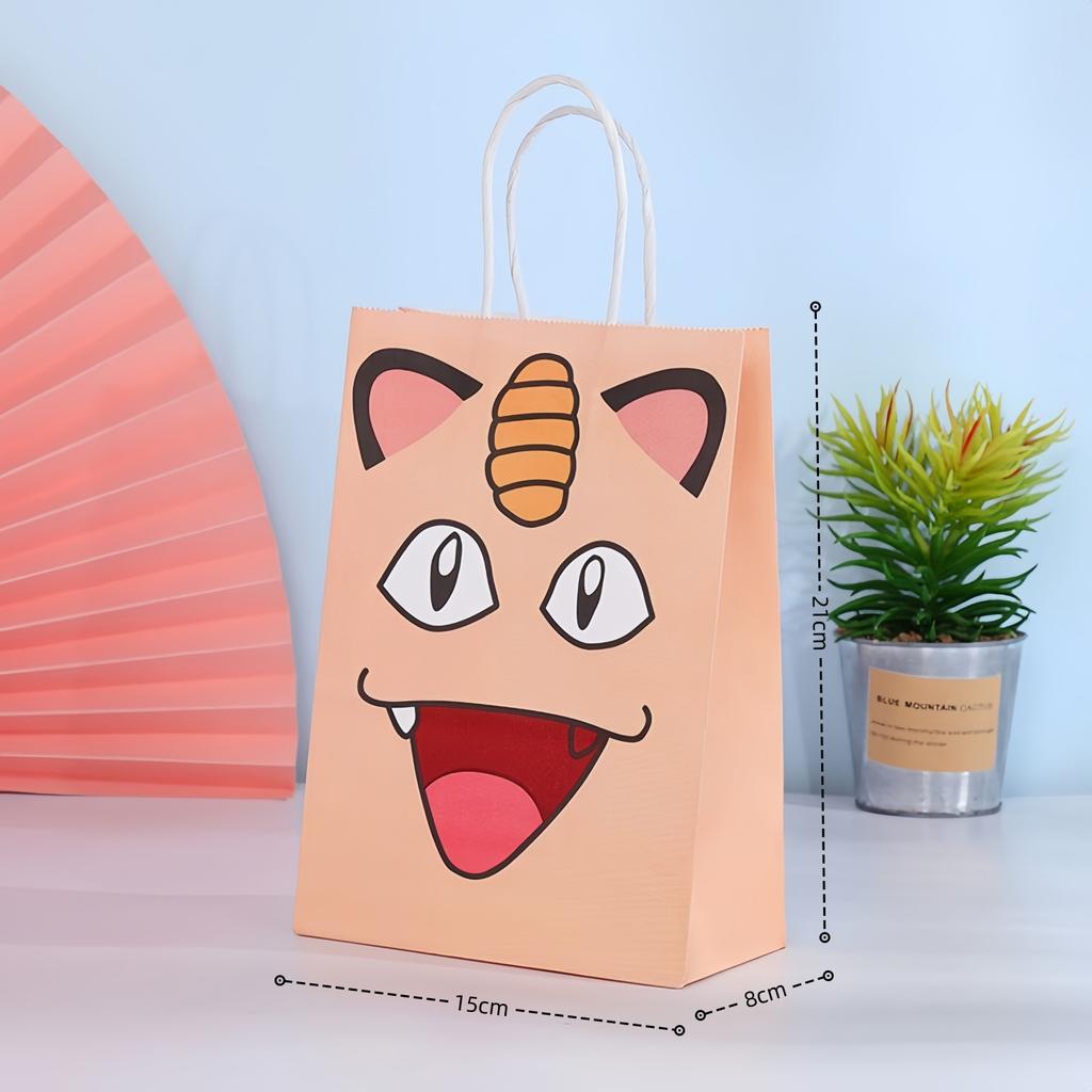 Pokemon Gift Bags Birthday Party Decoration Pikachu Candy Paper Bags Goody Biscuit Package Kids Boys Favors Gifts Party Supplies