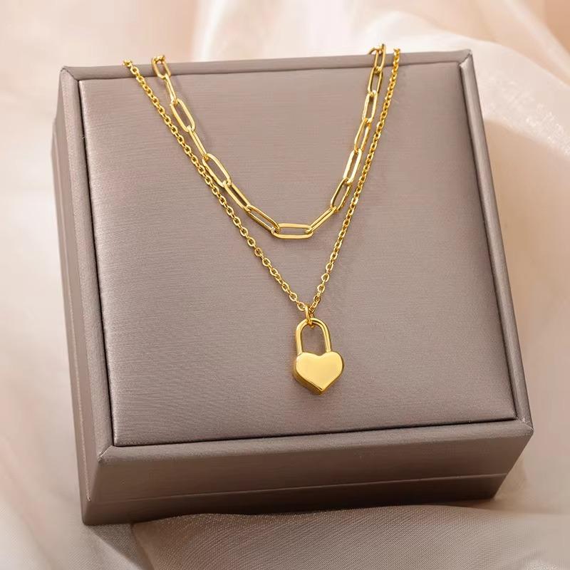 Light luxury love moon multi-layer stacked chain women's collarbone chain fashion temperament neck chain necklace jewelry