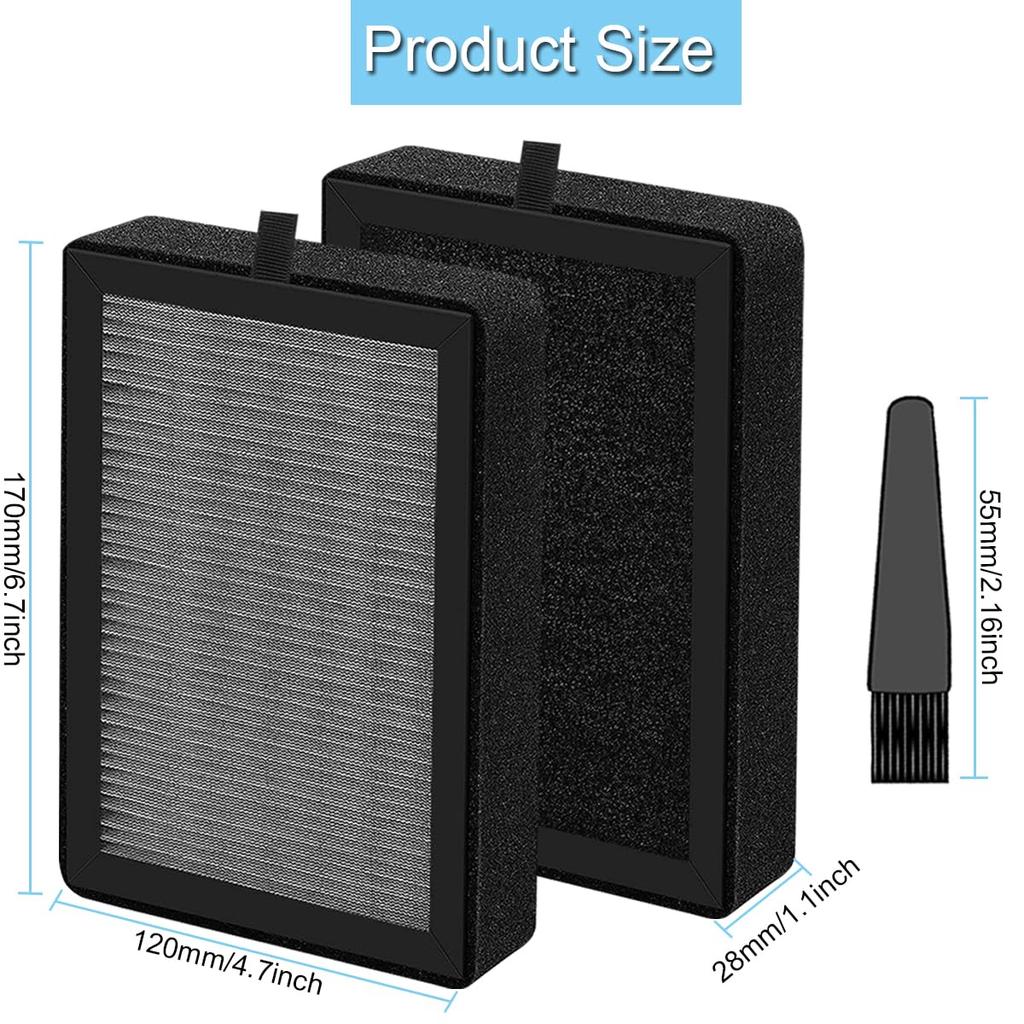 EATBALE Air Purifier Filter Replacement for Levoit for PUURVSAS for ROVACS Air HEPA Activated Carbon Replace Part LV-H128 (HM669A) (RV60) Purifier,