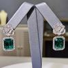 Women Jewelry Set Emerald Camellia Full Diamond Earrings Pendant Necklace Rose Ring Luxury Gift