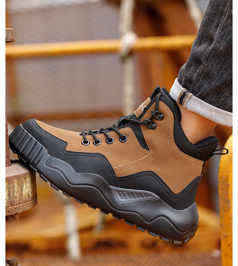 Men's Lightweight Steel Toe Safety Shoes: Anti-Smash, Anti-Puncture, Breathable, Fashionable, and Wear-Resistant Work Footwear.