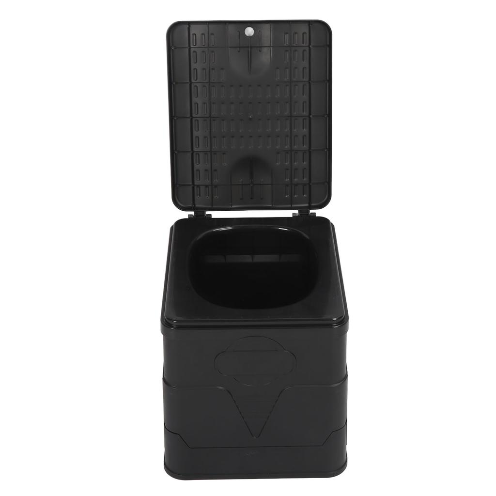 Reise Faltbare Toilette mit Deckel Starke Tragfähigkeit Multifunktionale Faltbare Auto Reise Toilette für Camping Wandern Schwarz