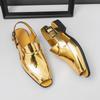 Sandali Gladiatore Estivi da Uomo Oro Argento Punta Aperta Fibbia a Cinturino Pelle Scarpe Casual Traspiranti Sandali da Spiaggia Pantofole da Esterno