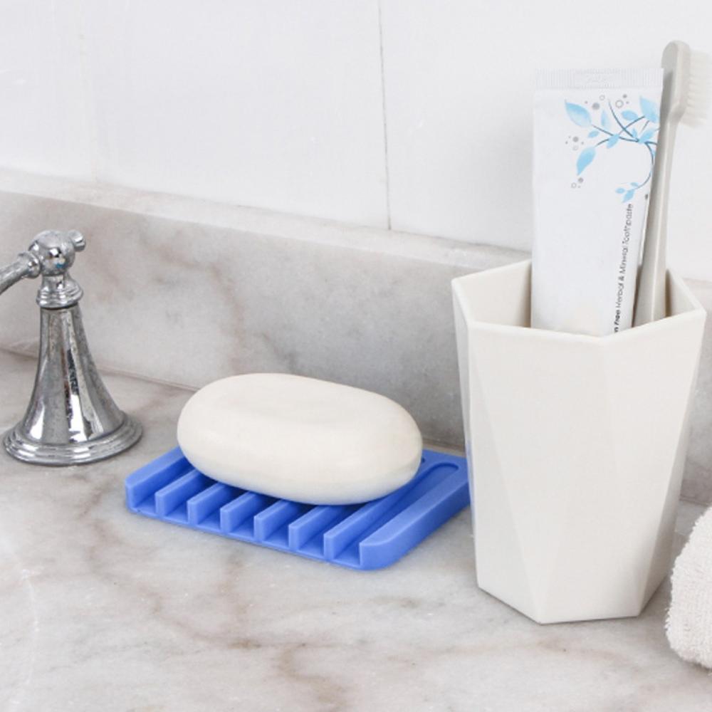 Silicone Soap Dish Storage Holder Shower Draining Kitchen Sink Sponge Holder Bathroom Accessory
