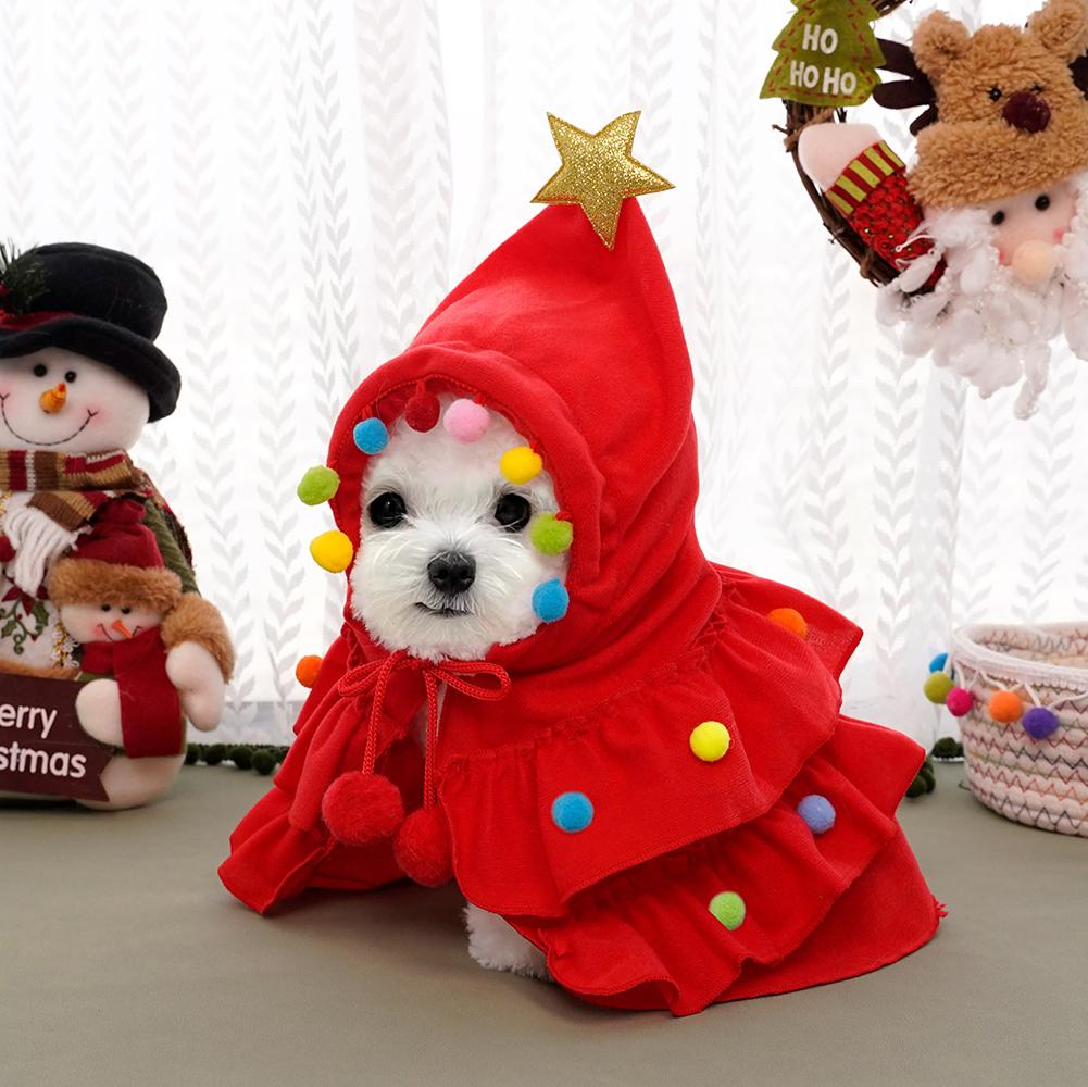 Christmas Dog Cape Adorable Pet Christmas Attire Role-Play Party Wear Pet Cloak Dog Dress Holiday Pet Costume Christmas Supplies
