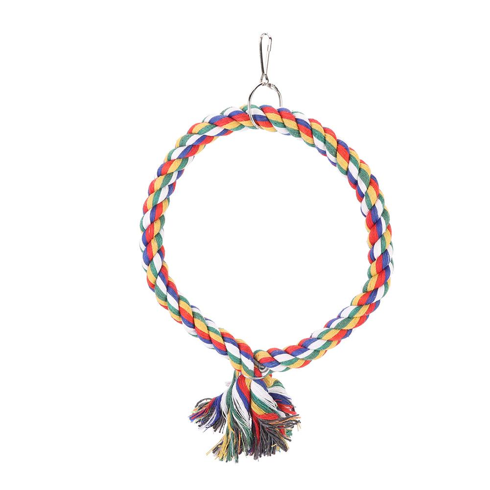 Round Circle Climbing Rings Colorful Cotton Rope Swing Pet Bird Perch Biting Standing Playing Toy