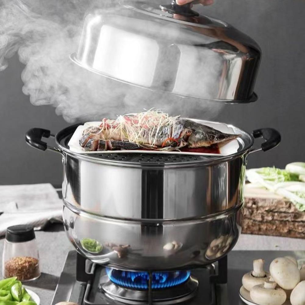 Mit Dämpfeinsatz Edelstahl Kochgeschirr Mehrzweck Suppen-Dampfgar-Topf Induktionsherd Gas
