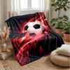 Soccer Ball in Flames Theme blanket Lightweight Warm Flannel Blanket Decorative Throw Blanket for Home Decoration