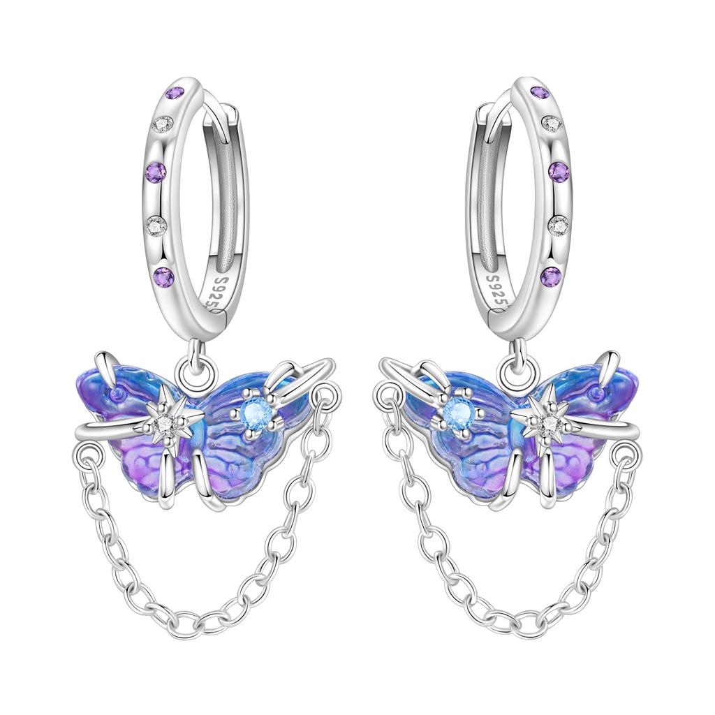 Orstarry 925 Sterling Silver 18k Golden Butterfly Insect Drop Earrings Women Earrings Birthday Party Jewelry Fine Original Gifts