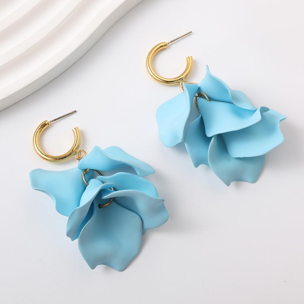 Pinkdudu Fashion Rose Flower Petal Drop Earrings Resin Gradient Color Flower Earrings Women Jewelry PD2385
