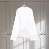 Satin Lace Patchwork Long Shirt Round Neck Slim Belted Blouse Women's Lace-up Tops  Office Ladies