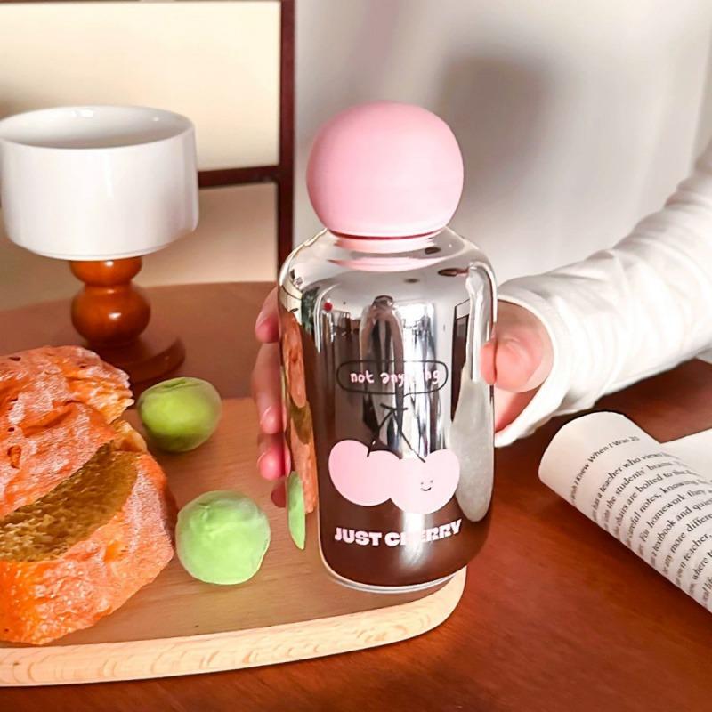 

Mirror Glass Cup High Appearance Level and Cute Straight Drinking Water Bottle for Girls Summer Portable High Borosilicate Cup 330ml розовый