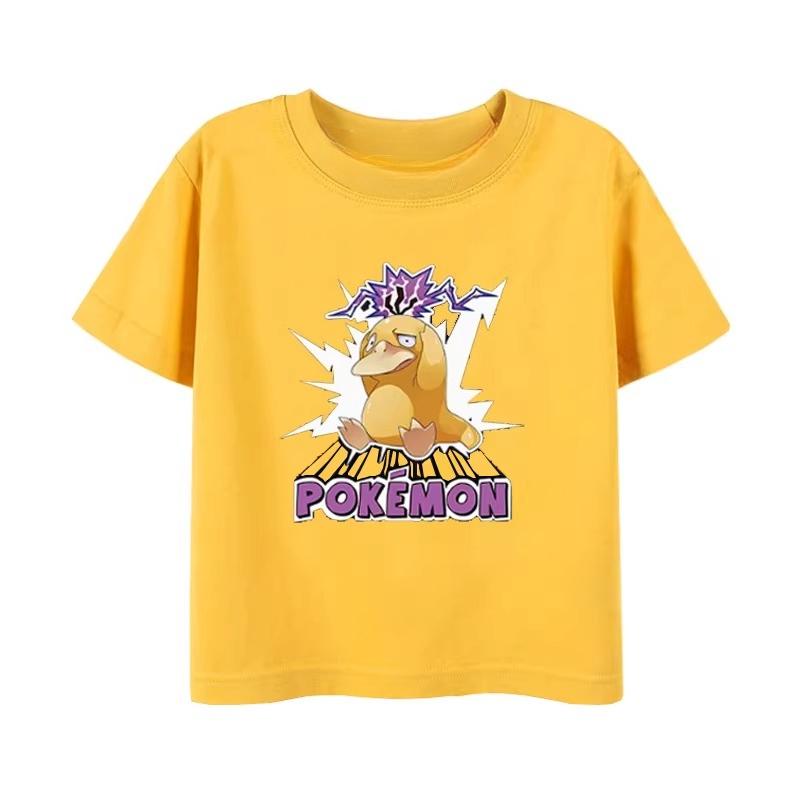 Potdemiel Summer New Pikachu Print Childrens Cotton TShirt Boys and Girls Comfortable and Breathable Childrens TShirt