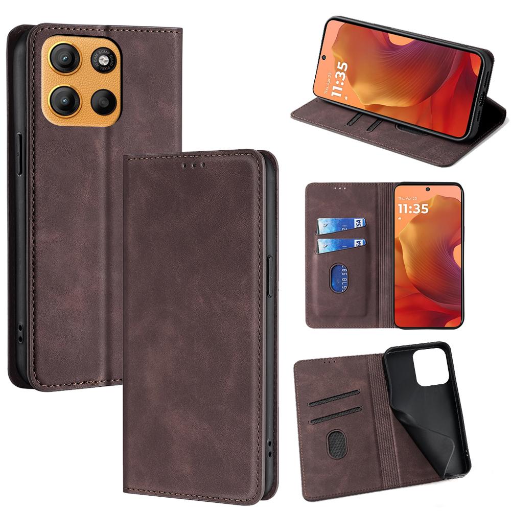 

For Motorola Moto G15 Power 4G/G15 4G Card Holder Case PU Leather Magnetic Closing Phone Cover E