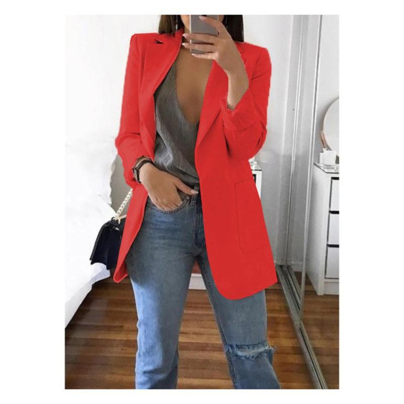 Neuer einfarbiger Anzugkragen Slim Cardigan Temperament Blazer Damenbekleidung