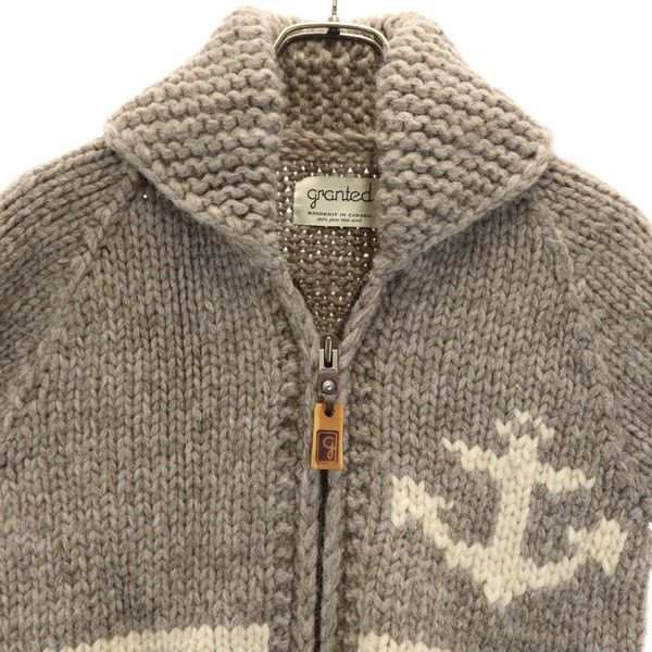 granted wool Long sleeve Cowichan jacket Gray knit Women Used