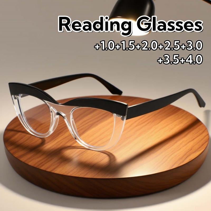 Personality Niche Large Framed Cat Eye Reading Glasses Anti Blue Light Punk Hip-Hop Hd Eye Protection Eyeglasses +1.0 To +4.0