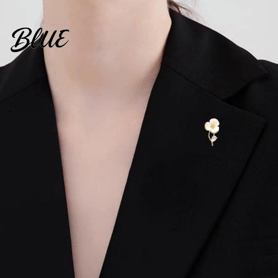 Flower Brooch Stem Design Pin Shell Petals Mini Pin