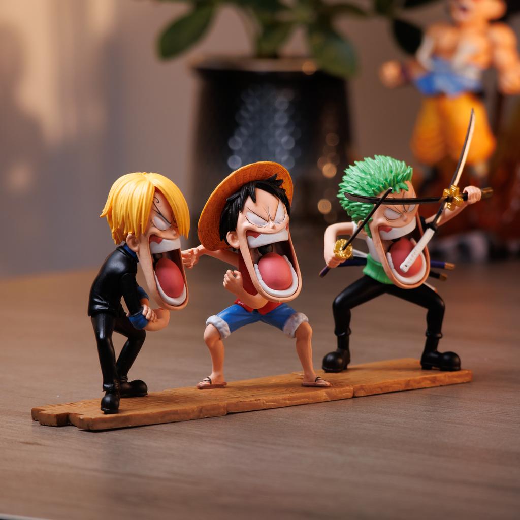 ONE PIECE Hungry Threesome One Piece Zoro Straw Hat Captain Sanji Mi Model Sculpture Anime Peripherals Figure Home Decoration