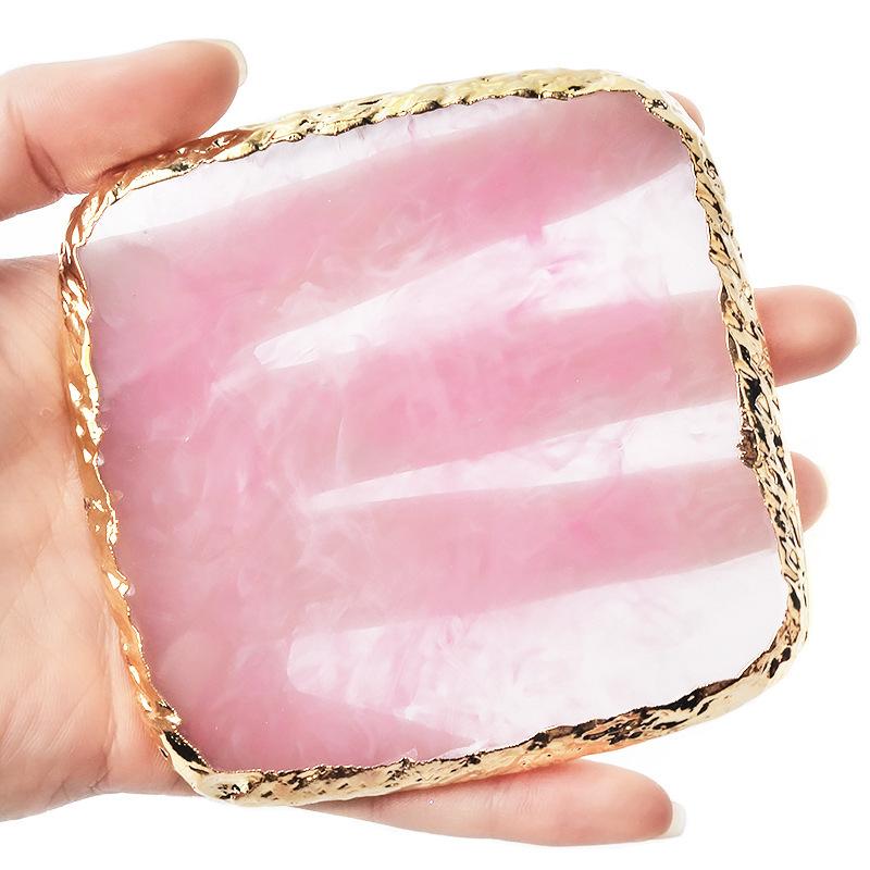 1Pc Exclusive Nail Resin Palette Gold Edge Agate Flakes Nail Painting Color Palette Nail Display Board Tools