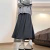 Gray High Waist A-Line Knitted Mid-Length Skirt for Women - Spring/Autumn 2025 Collection