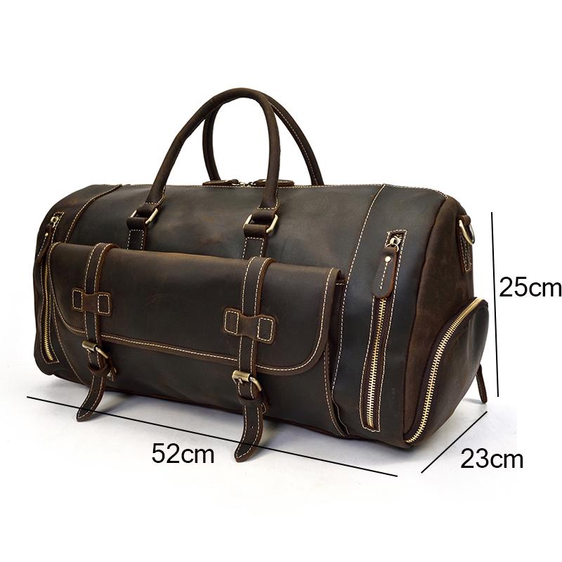 58cm Large Travel Bag 40l Genuine Leather Handbag For Trip Shoulder Bag Dual Use Travel Bag High Capacity With Shoe Compartment