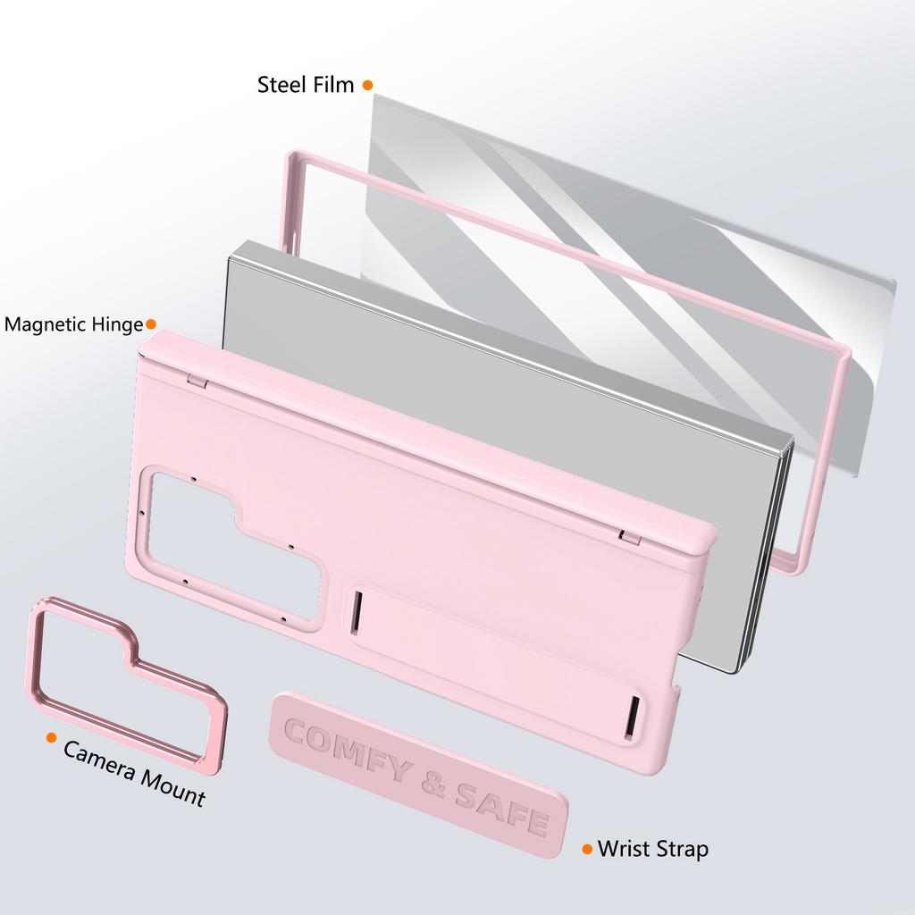 Business Wristband Magnetic Phone Case For Samsung Z Fold 7 6 5 4 3 Screen Protector Rotating Kickstand Hinge Protection Cover
