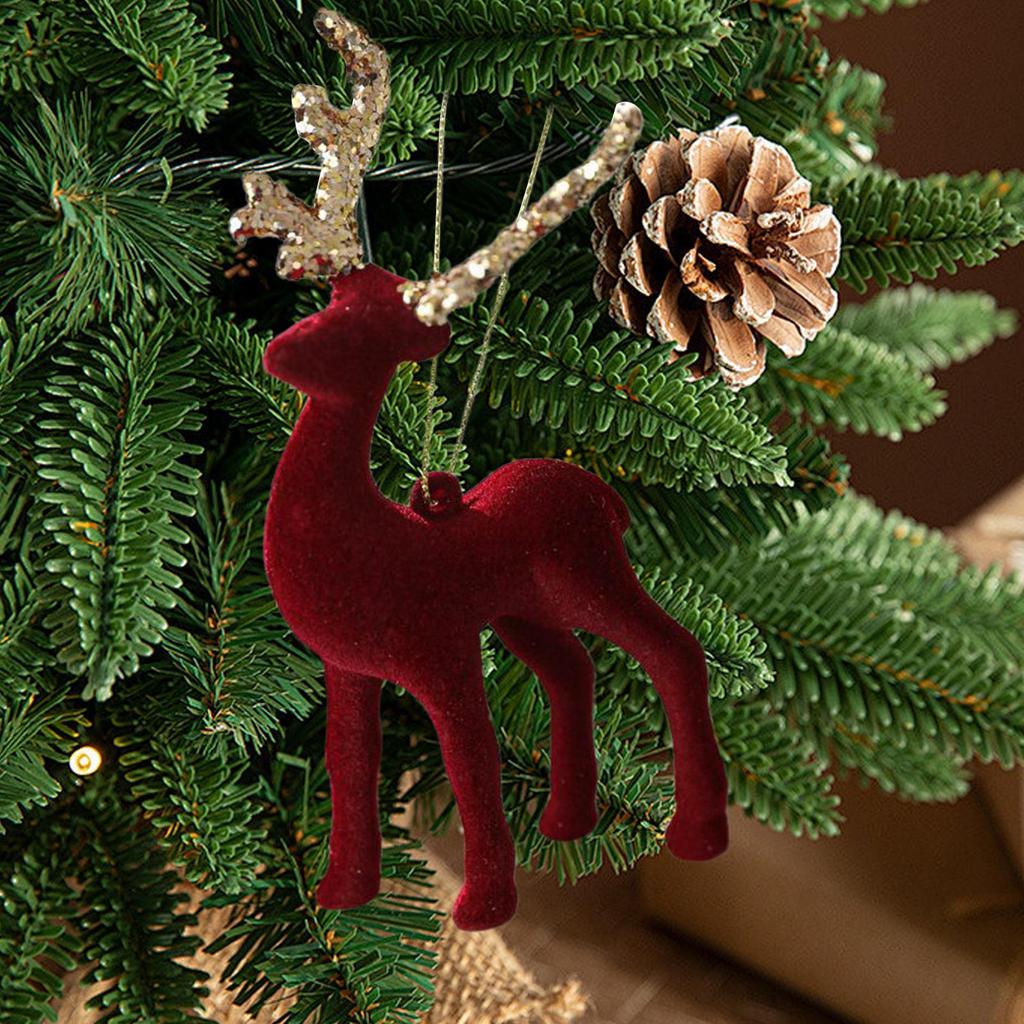 Reindeer Christmas Decor Flocking House Deer Ornaments Holiday Christmas Reindeer Statue for Desk Shelf Tabletop Centerpiece