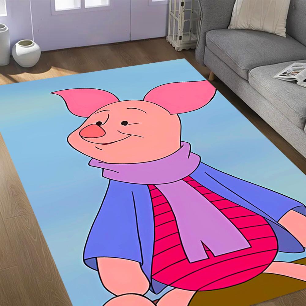 Ferkels Lila Schal Abenteuer Disney Zeichentrickfilm Thema Rutschfester Teppich - Polyester, Heimdekoration, Geeignet für Schlafzimmer, Wohnzimmer, Eingangsbereiche und Studios