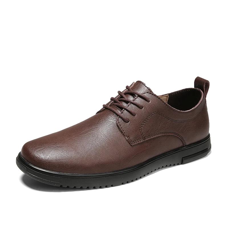 Male Lazy Business Sneakers Flexible Leather Men Handmade Casual Shoes Work Office Lace-up Leisure Dress Shoes Men Big Size