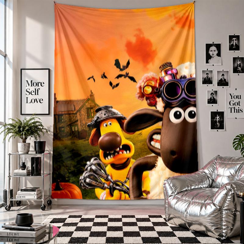 Wall TapestryShaun the Sheep Art Hanging Cloth Decorative Background Cover for Room Decoration