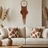 Large Boho Wall Hanging Leaves Tapestry Handmade Woven Tassels Leaf Wall Art for Bedroom Living Room Apartment Office Home Decor