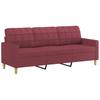 Vidaxl 3-Seater Sofa With Cushions, Burgundy, 180 Cm, Fabric