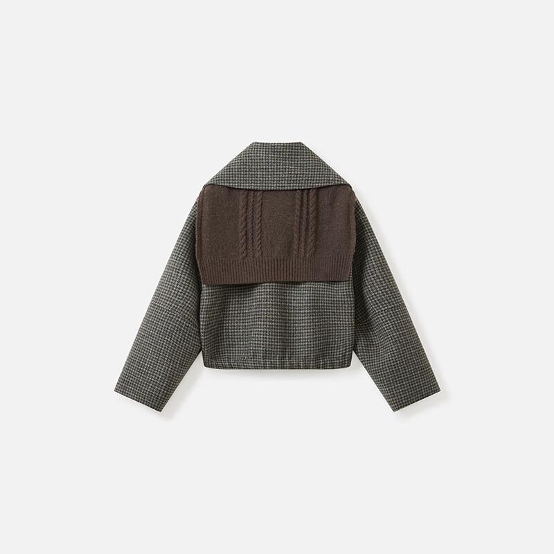 Broadcast Women's Retro Plaid Wool Blend Short Coat