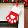 Christmas Stocking Socks Gift Candy Bag Dog Cat Paw Elk Pattern Xmas Tree Hanging Ornament Party Home Fireplace Decoration