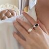925 Sterling Silver Rings for Women Couple Minimalist Handmade Simple Black Stone Ring Fine Jewelry Gift Prevent Allergy