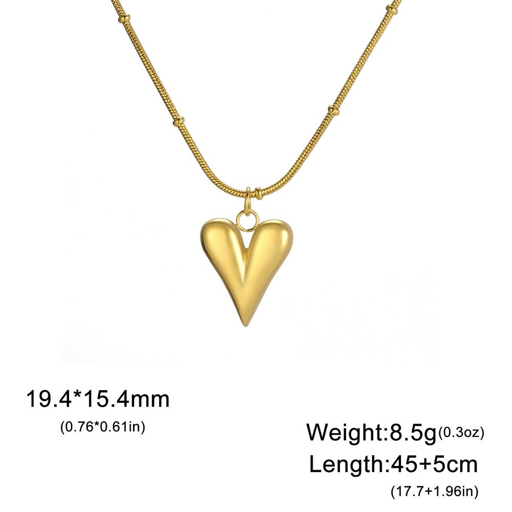 Vintage Heart Pendant Necklace for Women Stainless Steel Jewelry Gold Color Charm Rolo Chains Choker Snake Chain Couple Gift