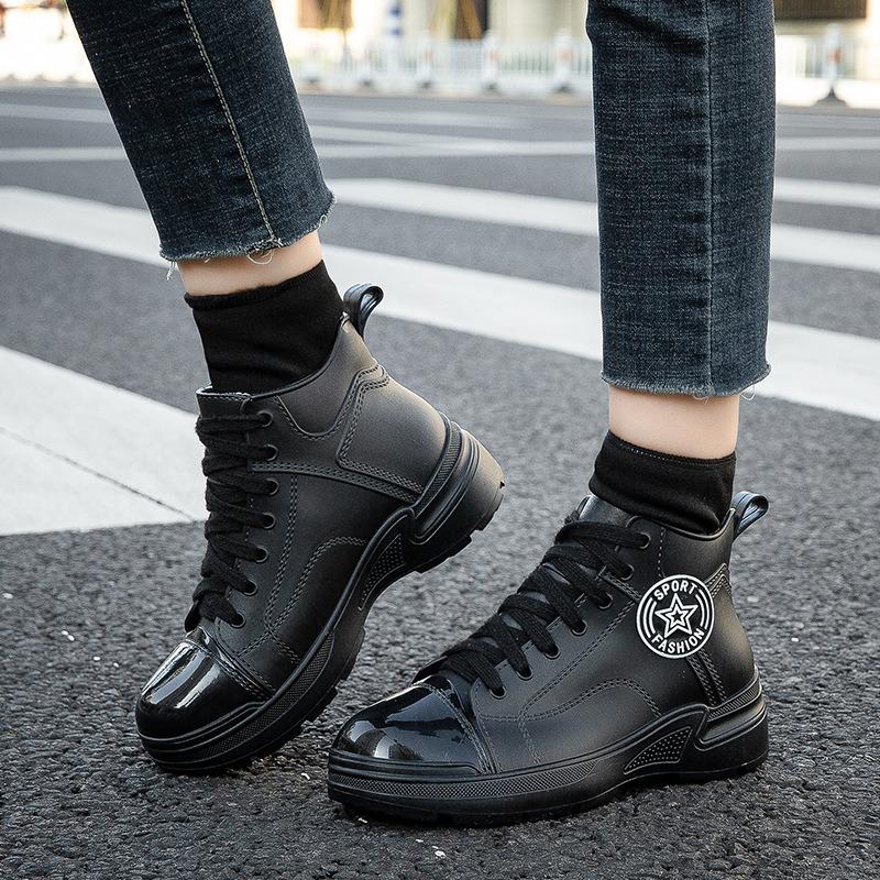 Waterproof Shoes Women's Rain Shoes Adult Short Water Boots Fashion Rain Boots New Students Wear Non-slip Warm Rubber Shoes