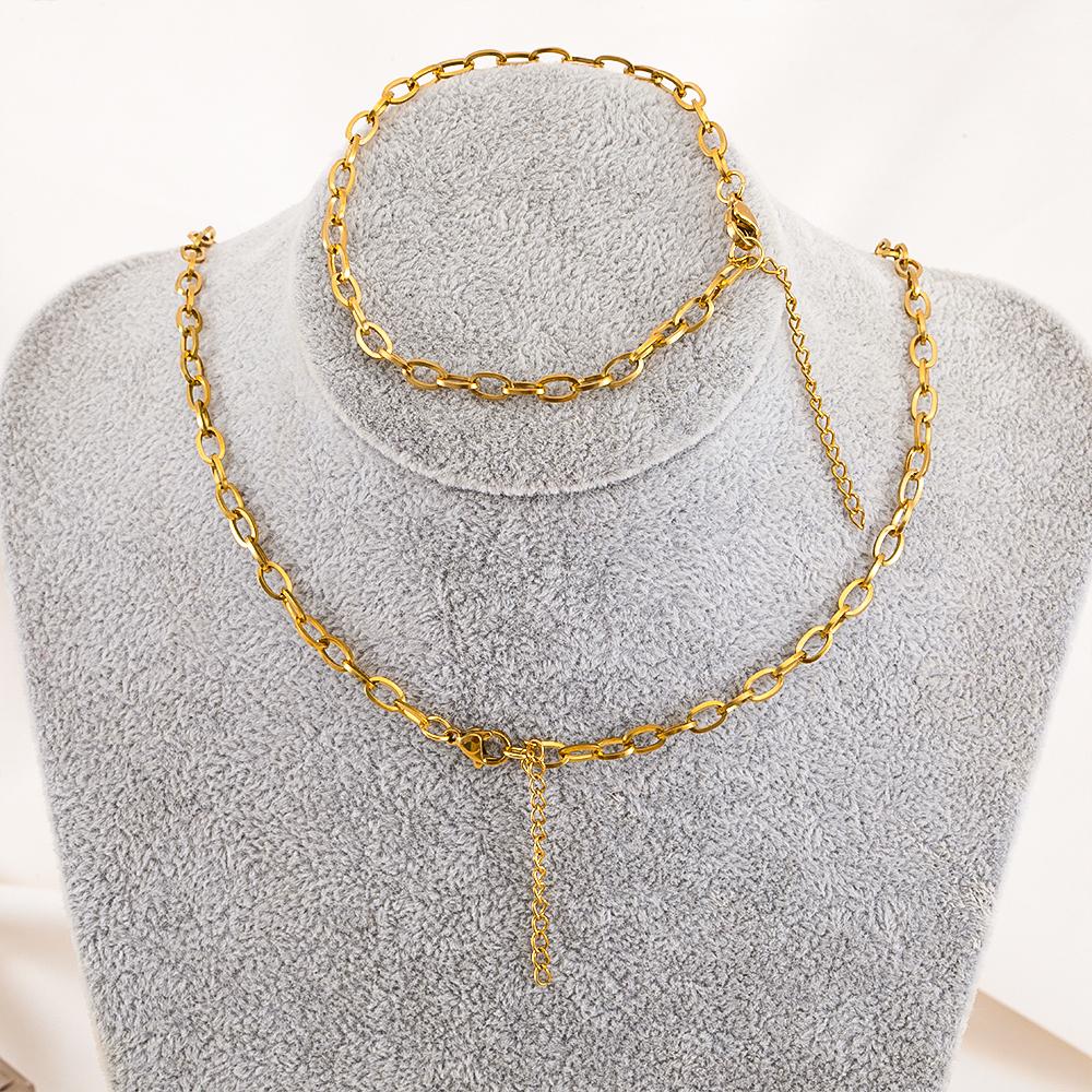 1pc 5pcs Necklace Bracelet Sets Stainless Steel 4mm Frame Link Chain Lobster Clasp Women Jewelry Making Handmade Birthday Gifts