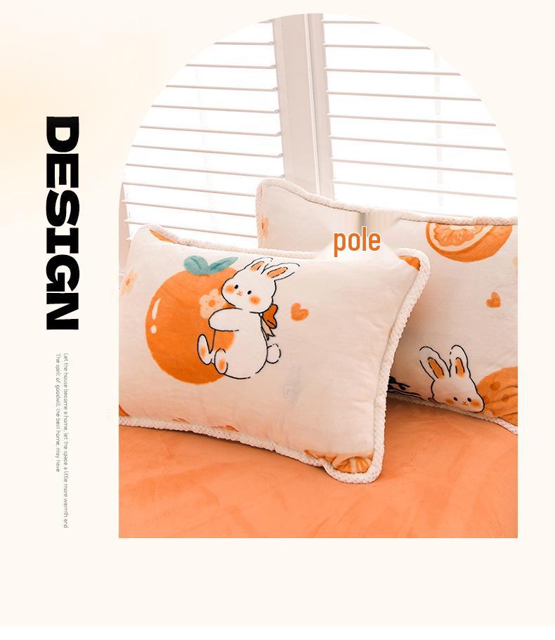 2025 Milch-Samt-Flanell 4-teiliges Set: Bettbezug aus Korallenfleece Klasse A