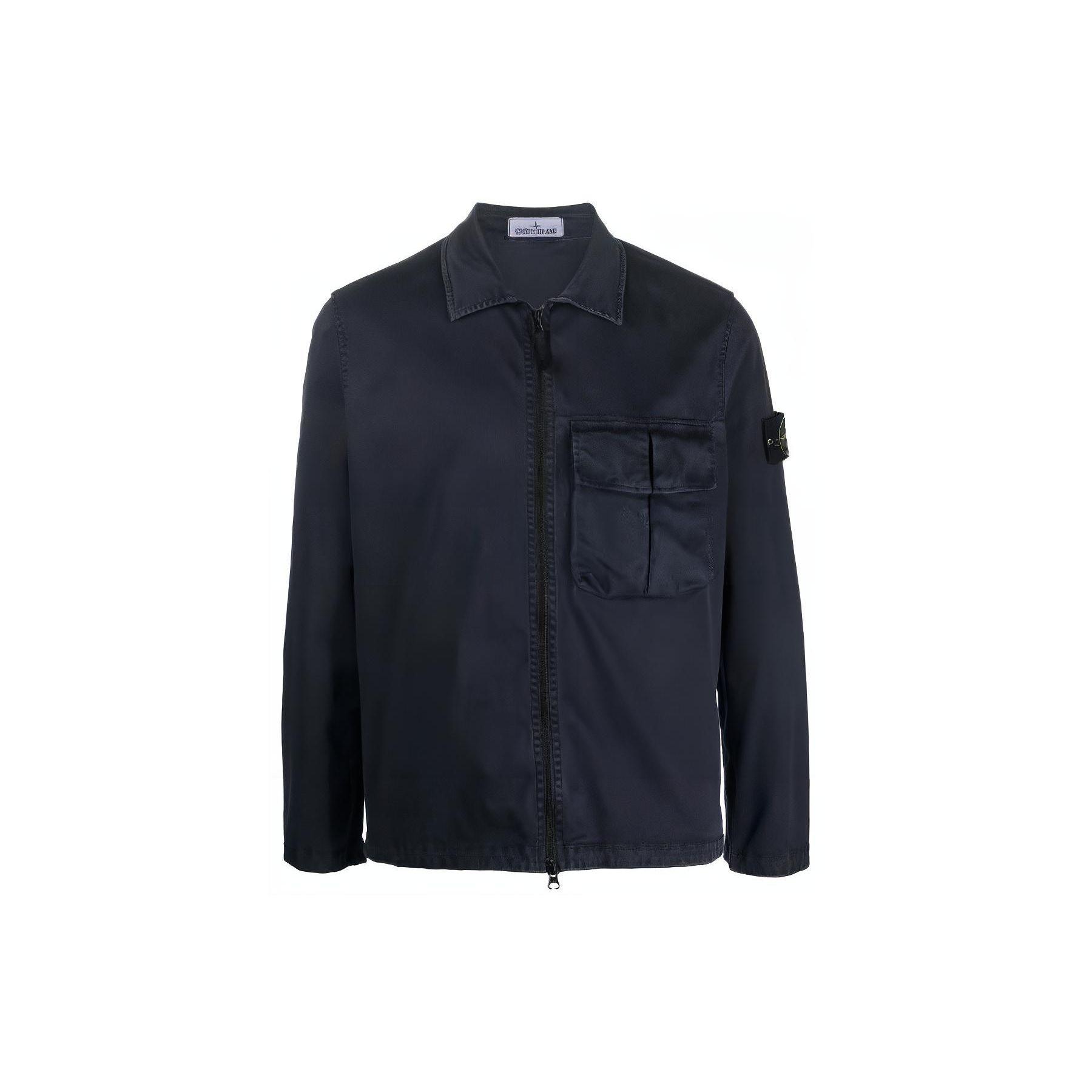 

Stone Island Ss23 Solid Color Logo Embroidered Elastic Cotton Shirt Jacket Men Jackets Midnight-Blue 781510304-V0120 M