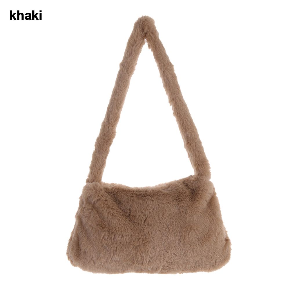 Satın alın Fashion Soft Faux Fur Purse Plush Underarm Handbag Cow Print