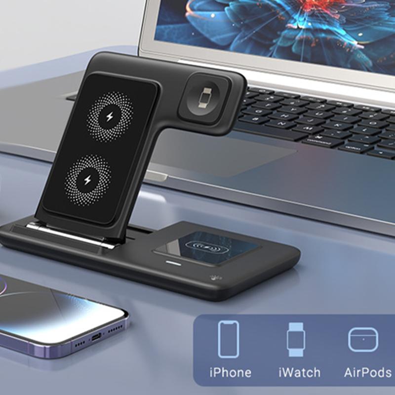 3 In 1Foldable Charging Station For iPhone 17 16 15 14 13 Pro Max Apple Watch Airpods  iWatch 8 7 6 Fast Wireless Charger Stand