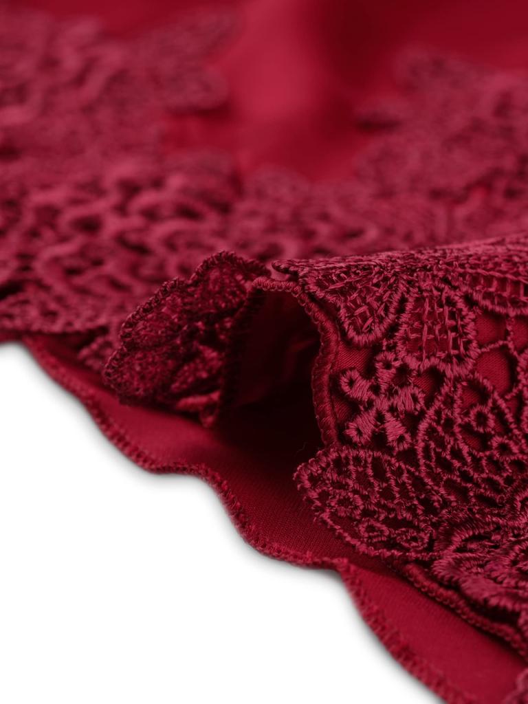 Cheibear Silk Cami Night Dress and Satin Pajama Set with Size M Women's 2-Piece Robe, Red,