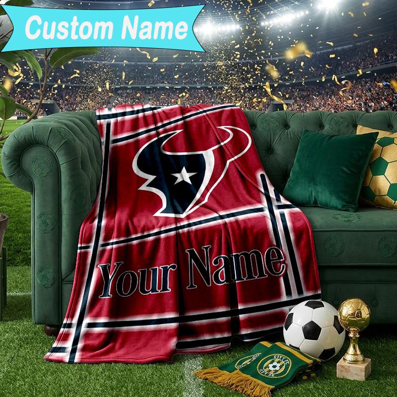 Custom Name Blanket basketball Texans Logo Blanket Bedding Blanket for Travel, Camping, Living Rooms, Offices, Sofas, Fan Christmas gift