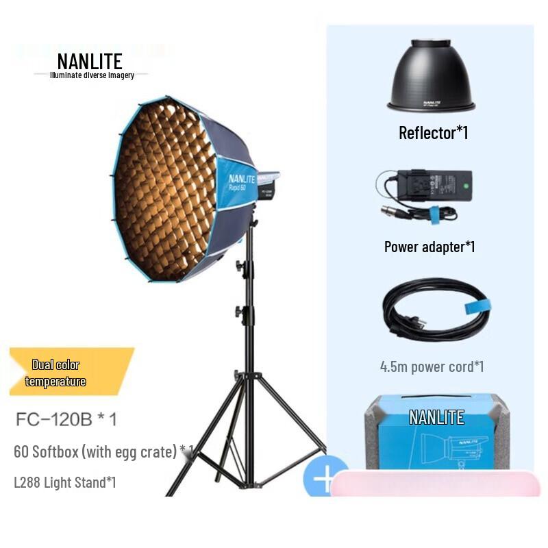 NANLITE FC-120B Bi-Color COB LED Photography Light Kit
