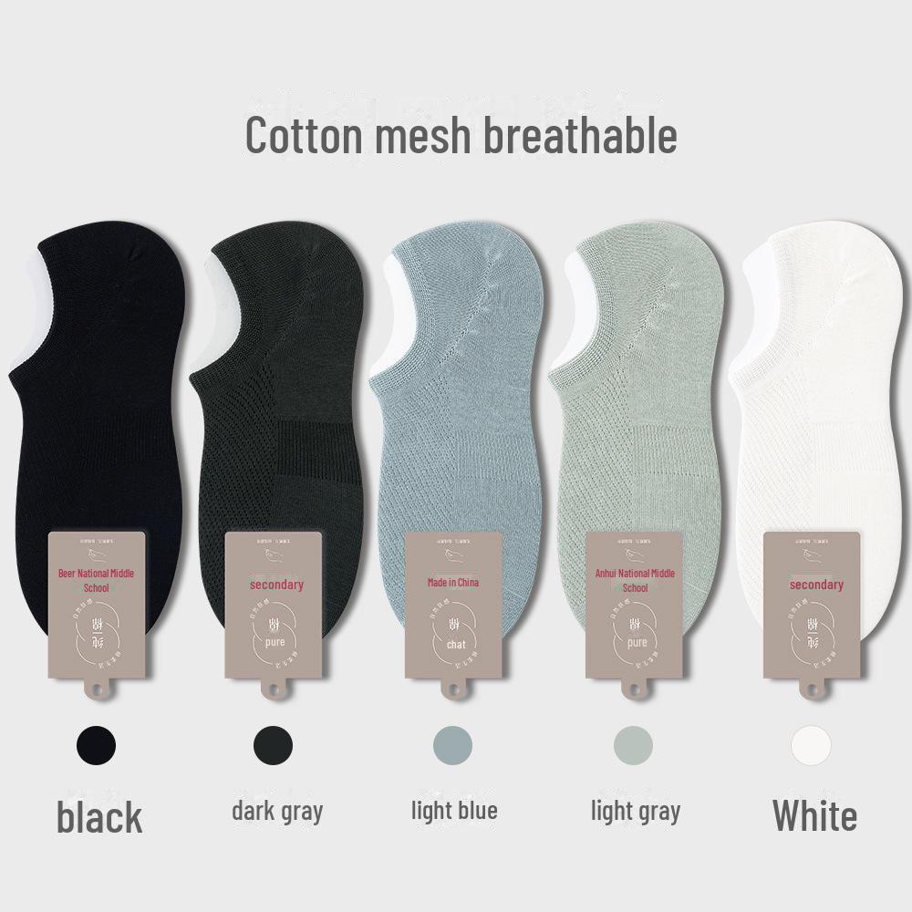 Men’s Invisible Cotton No-Drop Heel Socks: Non-Slip, Antibacterial, Breathable, Sweat-Absorbent, Ultra-Thin