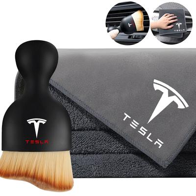 Auto Clean Tools Accessories For Model 3 Model S X Model Y Roadster Car Suede Cleaning Towel With Cleaning Soft Brush